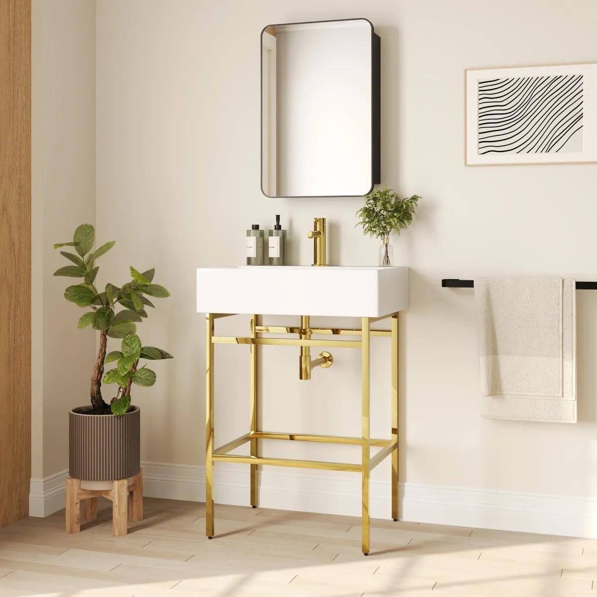 DV-1CS0252 24" Console Sink with Chrome/Gold/Black Legs