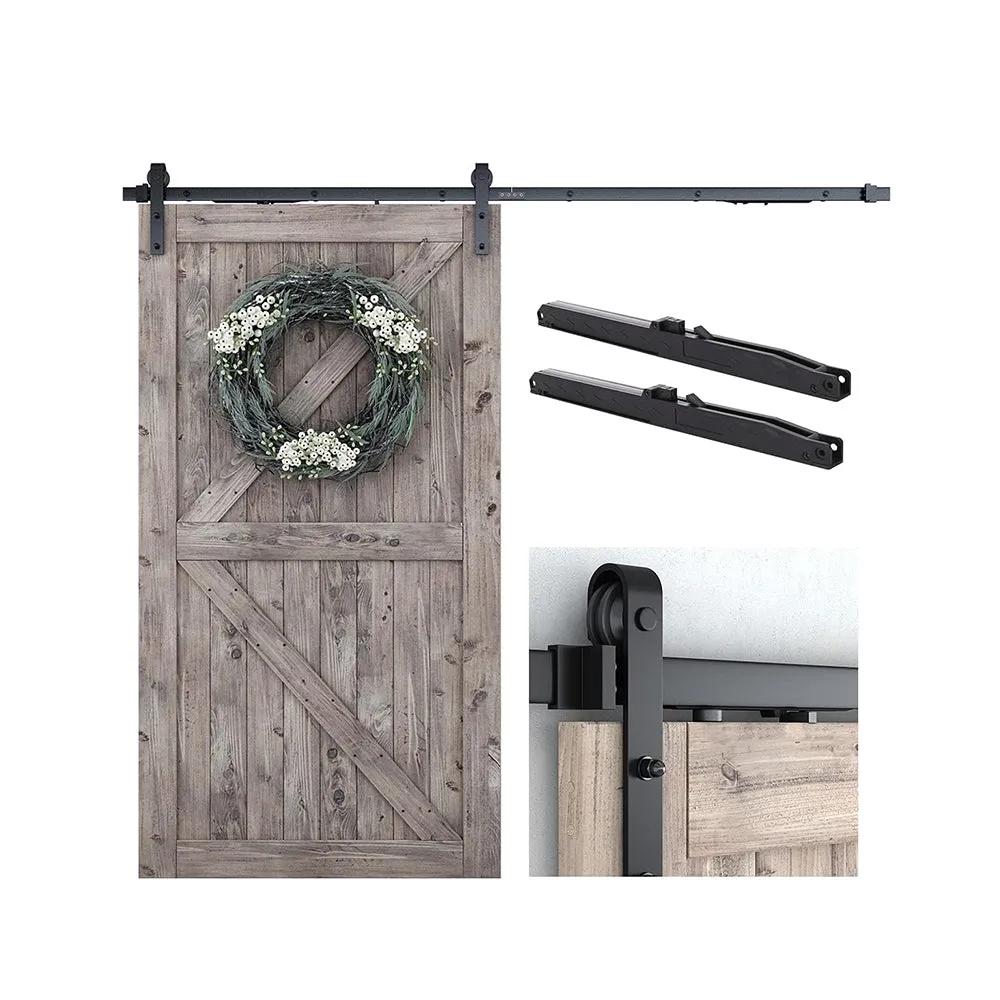 6.6 Feet Sliding Barn Door Hardware Kit with Soft Close, J Shape Hanger
