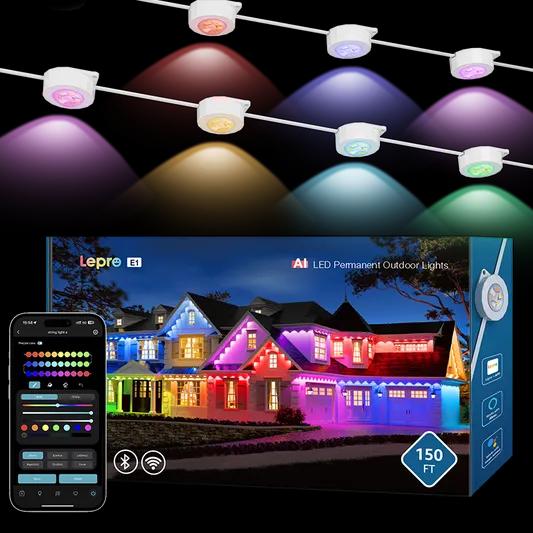 E1 AI-Powered Permanent Outdoor Lights, 50ft/100ft/150ft