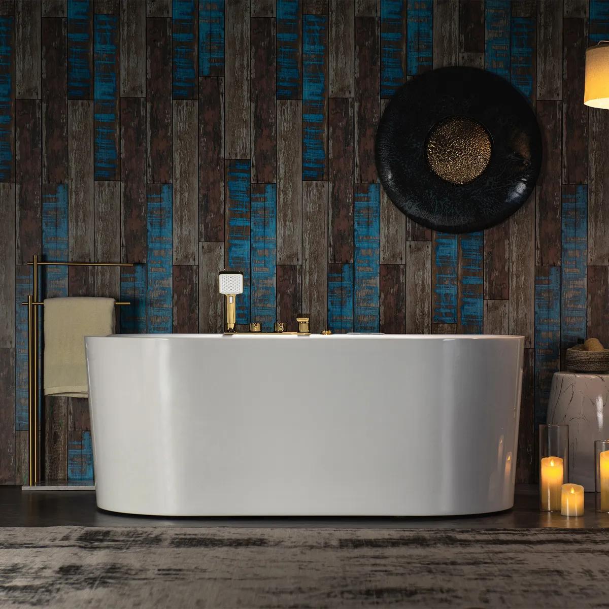 BG100+F0045BG 59" Whirlpool Bath with Faucet Bundle in Brushed Gold