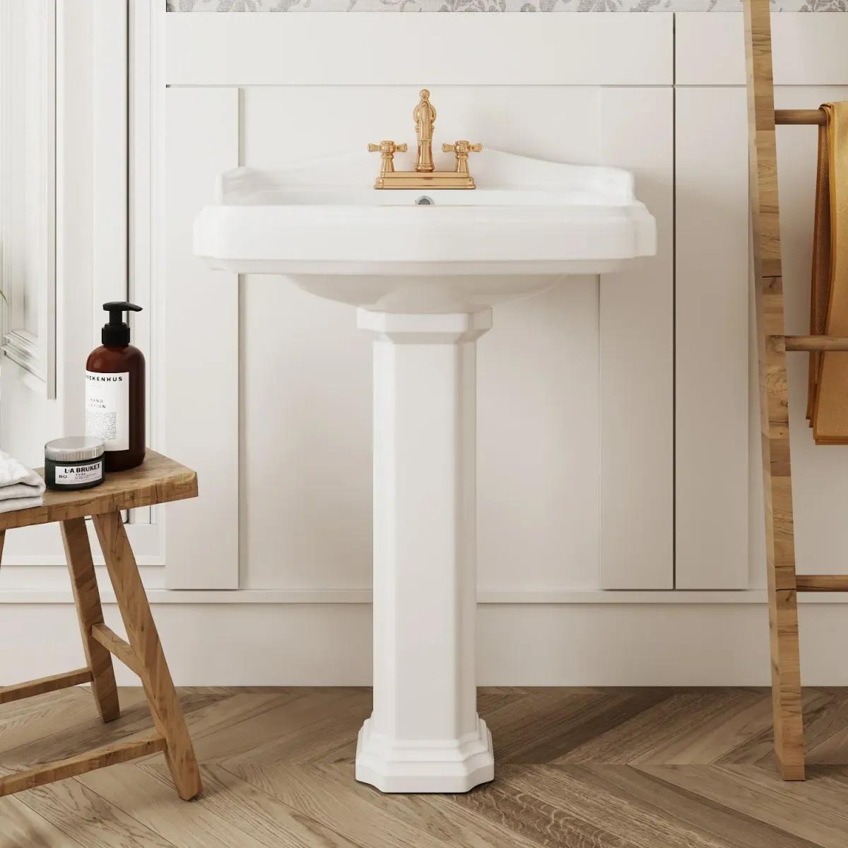 DV-1P522 23" x 19" White Ceramic Pedestal Bathroom Sink