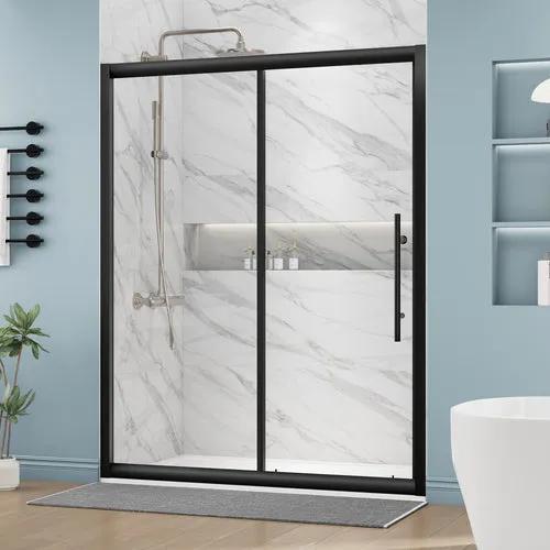 Semi-Frameless Sliding Door with Magnetic Seal, Tempered Glass Shower Enclosure