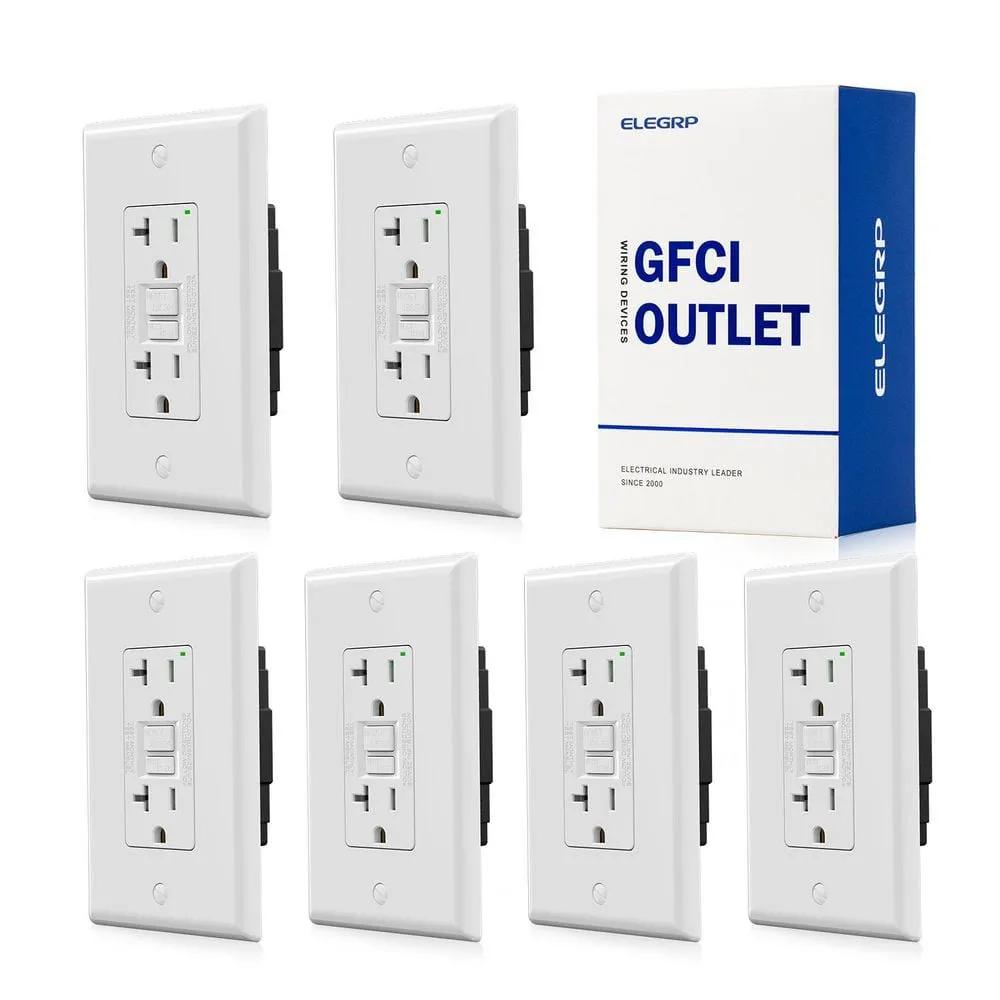 GFCI Outlet 20 Amp, Self-Test GFI Electrical Outlet with Thinner Design, TR Tamper Resistant GFCI Receptacle, Ground