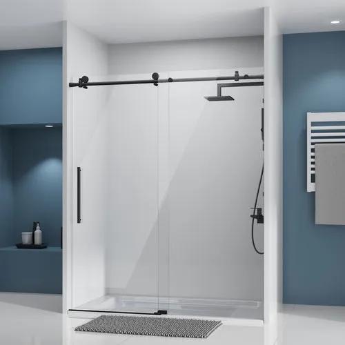 Frameless Shower Door, 56-60" W x 75" H Sliding Shower Doors, 5/16"(8mm) Thick SGCC Certified Clear Tempered Glass with