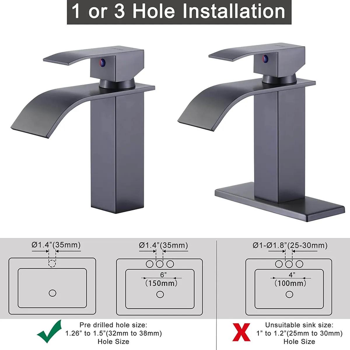 8 Inch Widespread Brushed Gold Waterfall Bathroom Faucet with Pop Up Drain and cUPC Supply Lines