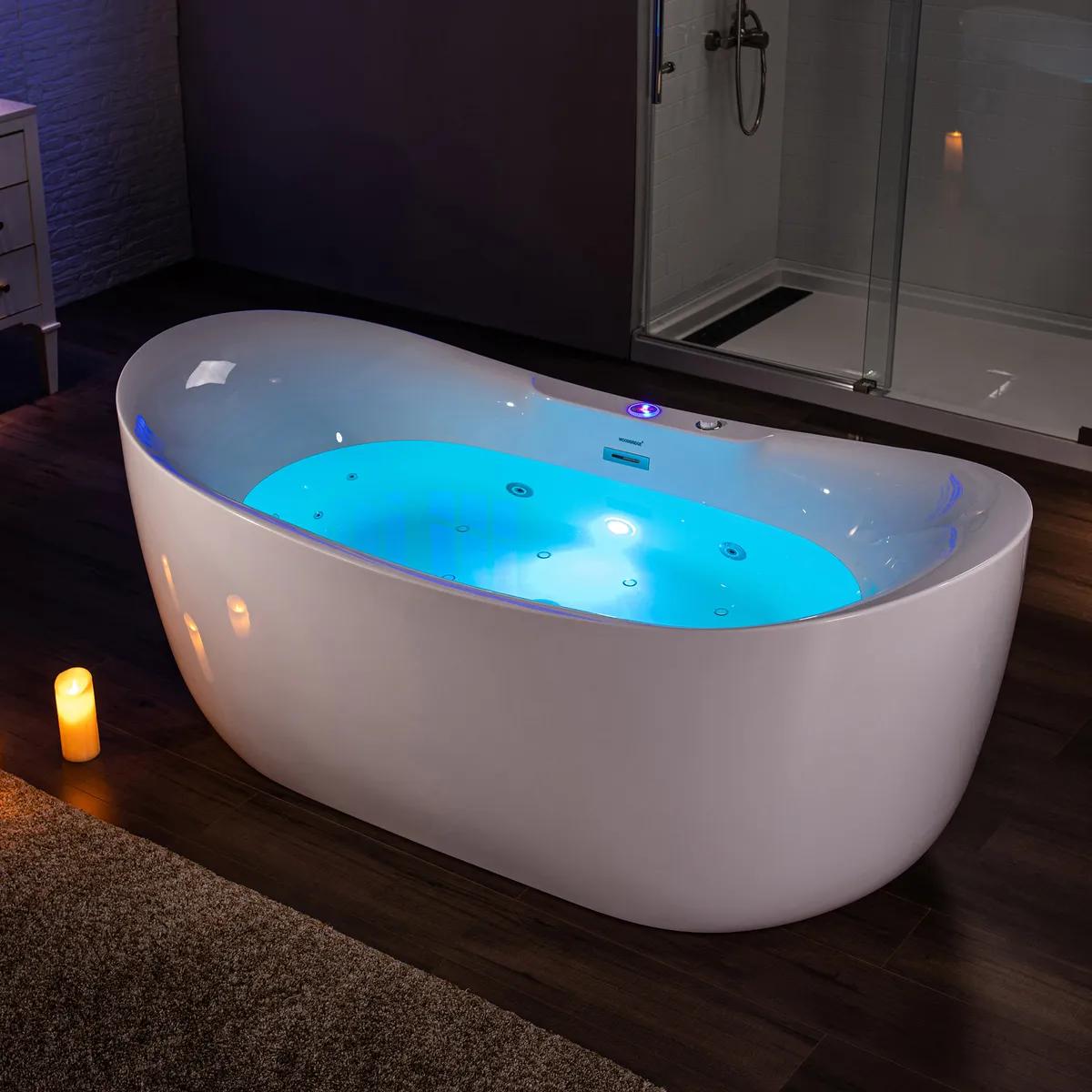 BJ400 72" x 35-3/8" Whirlpool Water Jetted and Air Bubble Freestanding Bathtub
