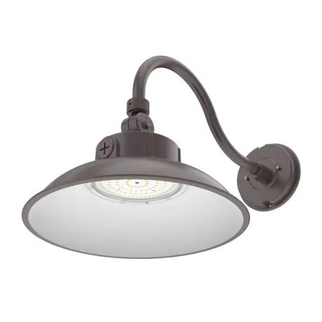 LED Gooseneck Barn Light Outdoor, 12-inch Bronze, 6500lm, Selectable CCT, AC 120-277V