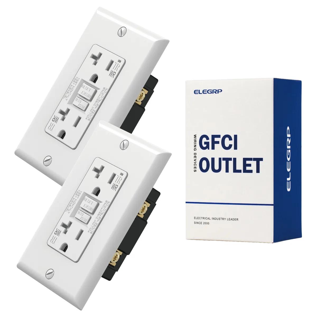 GFCI Outlet Outdoor, 20 Amp Electrical Outlet, Weather & Tamper Resistant GFCI Receptacle with Screwless Wall Plate, UL