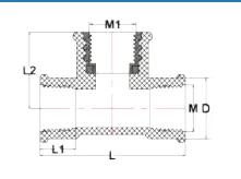 PP Female Tee (Brass Insert) II — 1/2"×1/2" to 1"×3/4"