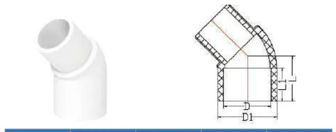 UPVC ASTM SCH40 45° Street Elbow — 1/2"