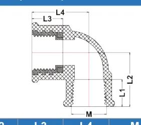 PP 90 Deg Elbow (Brass Insert) II — 1/2"×1/2" to 3/4"×3/4"