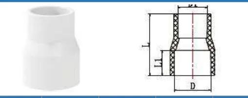 UPVC ASTM SCH40 Reducing Coupling — 1/2"x3/8" to 4"×3"