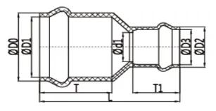 UPVC DIN Rubber Joint PN10 Reducing Coupling (F/F) — 75x63 to 355×315