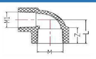 PVC-U BSP Thread Reducing Elbow — 3/4"×1/2" to 1-1/4"x1"