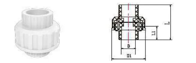 UPVC ASTM SCH40 Union — 1/2" to 2"