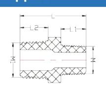 PP Reducing Nipple — 3/8"×1/2" to 3/4"×1"