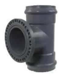 UPVC DIN Rubber Joint PN10 Tee With Flange Branch (F/F) — 110 to 315×200