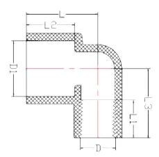 UPVC ASTM SCH80 Reducing Female Elbow — 3/4"×1/2" to 1"×3/4"