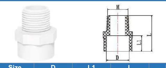 UPVC ASTM SCH40 Male Adapter — 1/2" to 4"