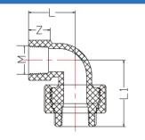 PVC-U BSP Thread Union With Elbow — 20×1/2" to 63×2"
