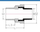 CPVC ASTM D2846 Male Adapter (Brass Insert) C — 1/2"×1/2" to 1"×3/4"