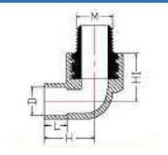 CPVC ASTM D2846 Male Elbow (Brass Insert) C — 1/2" to 3/4"