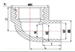 UPVC DIN Copper Threaded Elbow 90° — 20×1/2" to 32×1"