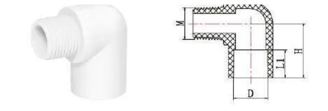 UPVC ASTM SCH40 Male Elbow — 1/2" to 1"
