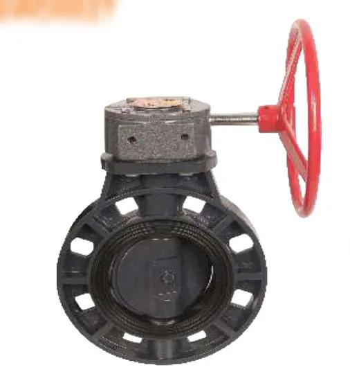 PVC/CPVC/PPH DIN/ANSI/JIS Butterfly Valve (Gear Handle) — ØD to PN (MPa)